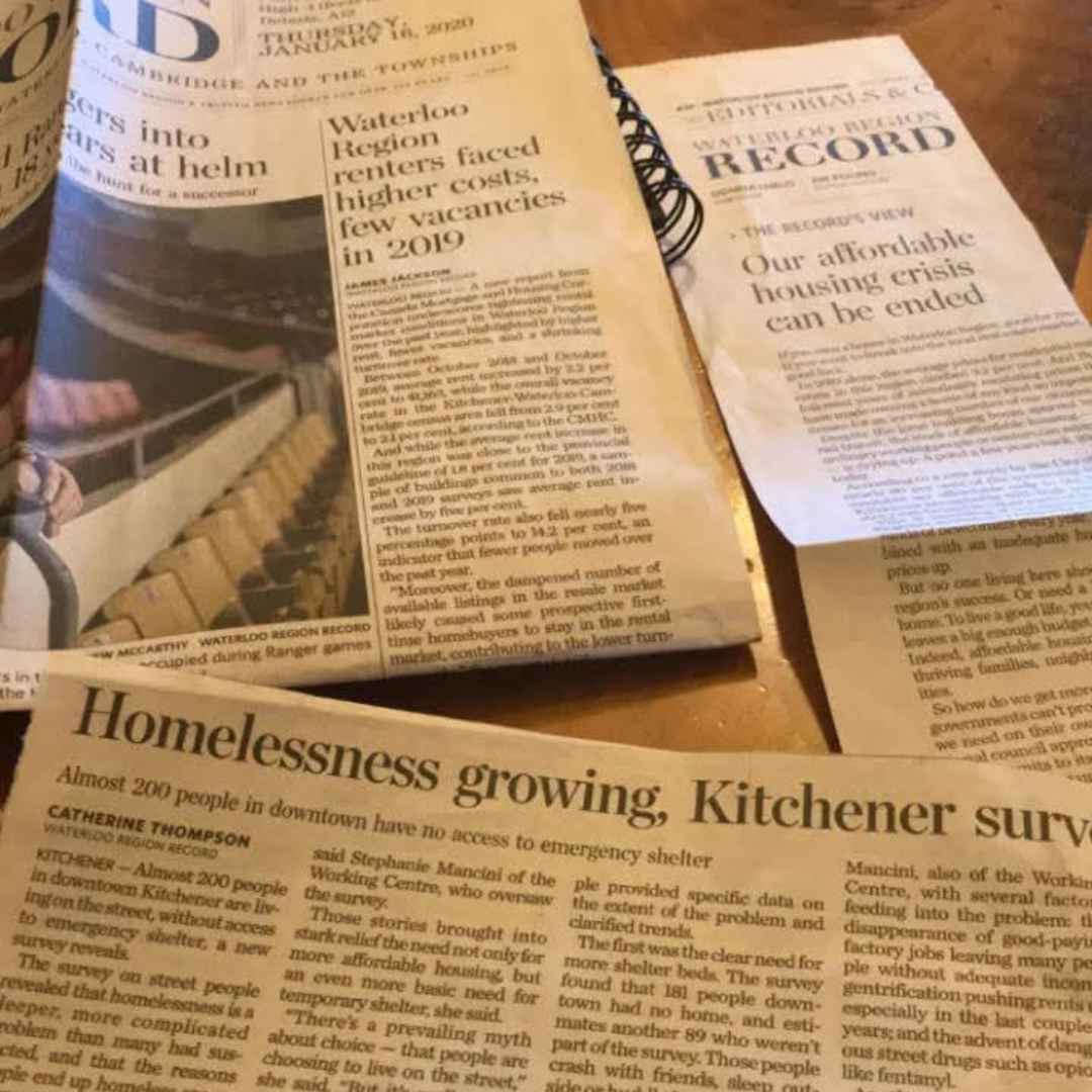 Newspaper Clippings 2020 pre pandemic regarding housing.